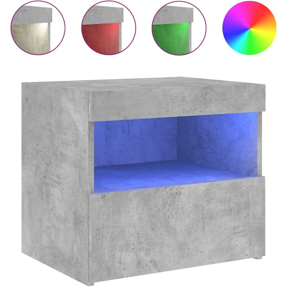 vidaXL Nachtkastje met LED-verlichting 50x40x45 cm betongrijs