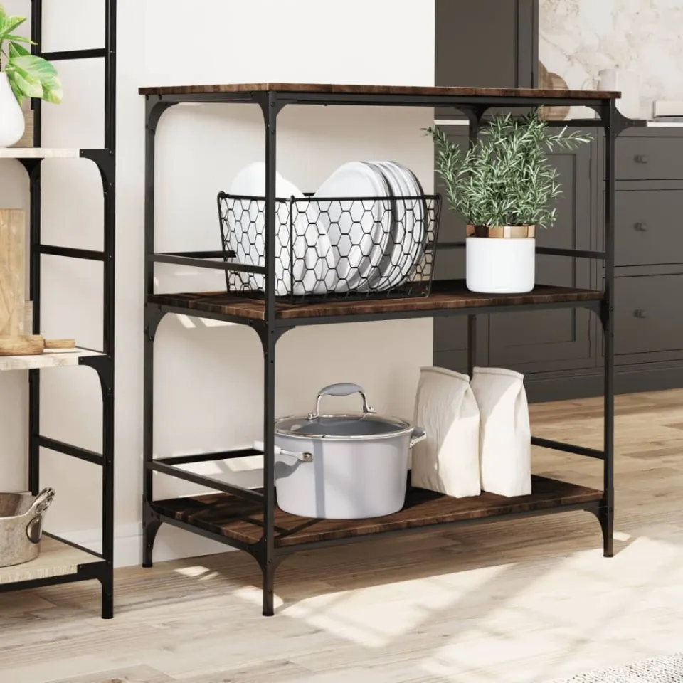 vidaXL Keukentrolley 100,5x50x105 cm bewerkt hout bruin eikenkleurig, foto 2