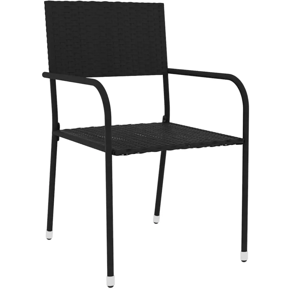 vidaXL 3-delige Tuinset poly rattan zwart
