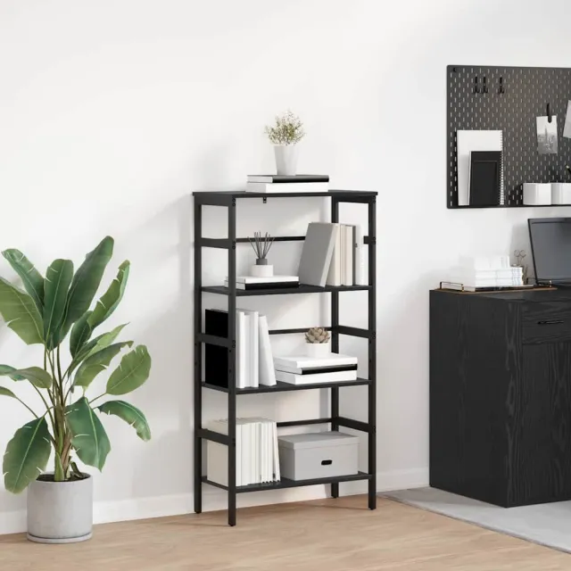 vidaXL Boekenkast 3-laags 60 x 29,5 x 115 cm Bewerkt hout Zwart Eiken, foto 2