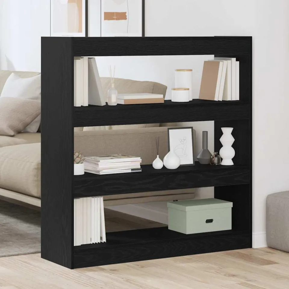 vidaXL Boekenkast 3-laags 100 x 30 x 103 cm Bewerkt hout Zwart Eiken, foto 4
