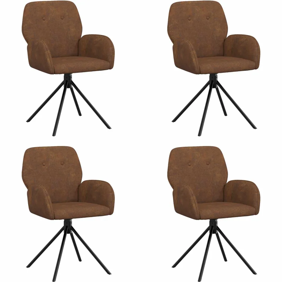 vidaXL Draai Eetstoelen 4 st Nep Suede Leer Bruin 54 x 55 x 86 cm, foto 3