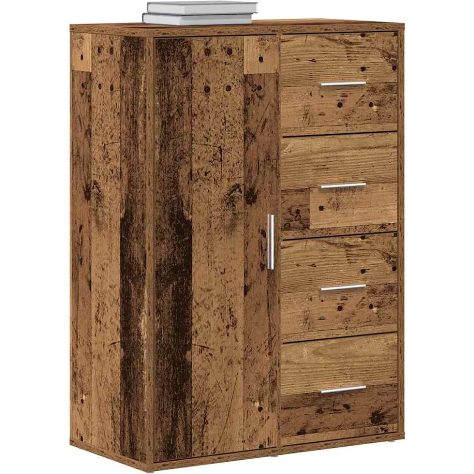vidaXL Dressoir Oudhout 60 x 31 x 84 cm Bewerkt hout Bruin