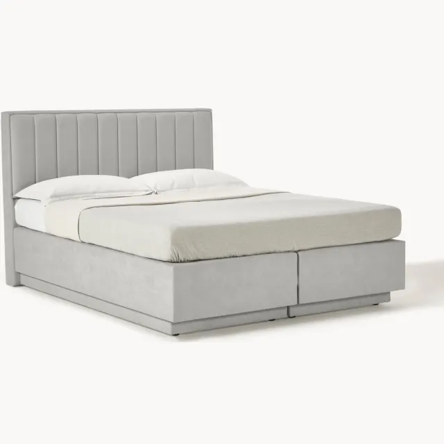Westwing Collection Divan bed Livia met opbergruimte Grijs