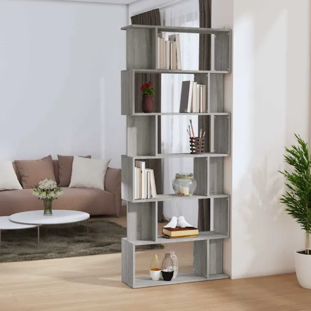 vidaXL Boekenkast/kamerscherm 80x24x192 cm bewerkt hout grijs sonoma, foto 2