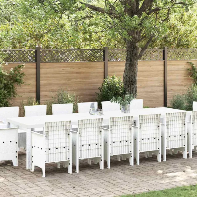 vidaXL Tuin Eetset 15 st Wit Polt riet