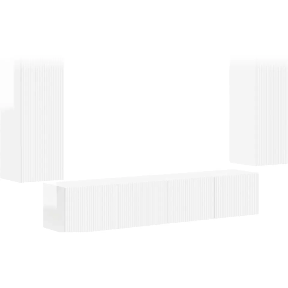 vidaXL TV Wandkast Set 4 st Hoogglans wit Bewerkt hout, foto 3