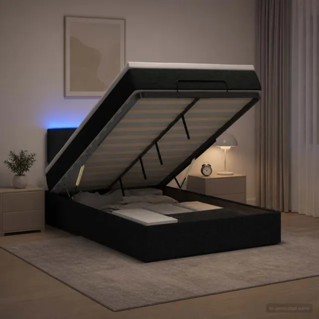 vidaXL Ottoman Bed met Matrassen en LED Zwart 120 x 200 cm Stof