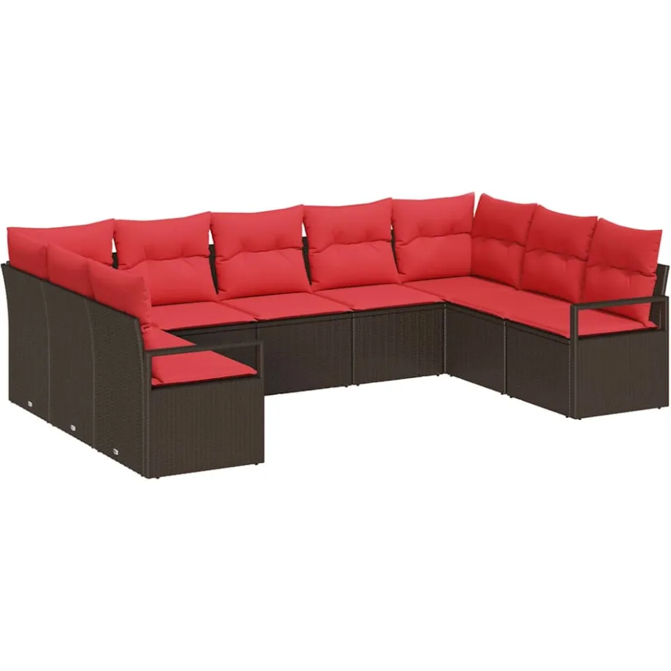 vidaXL Bankstel 9 st Bruin poly rattan