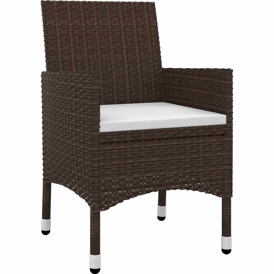 vidaXL 5-delige Tuinset met kussens poly rattan en glas Bruin