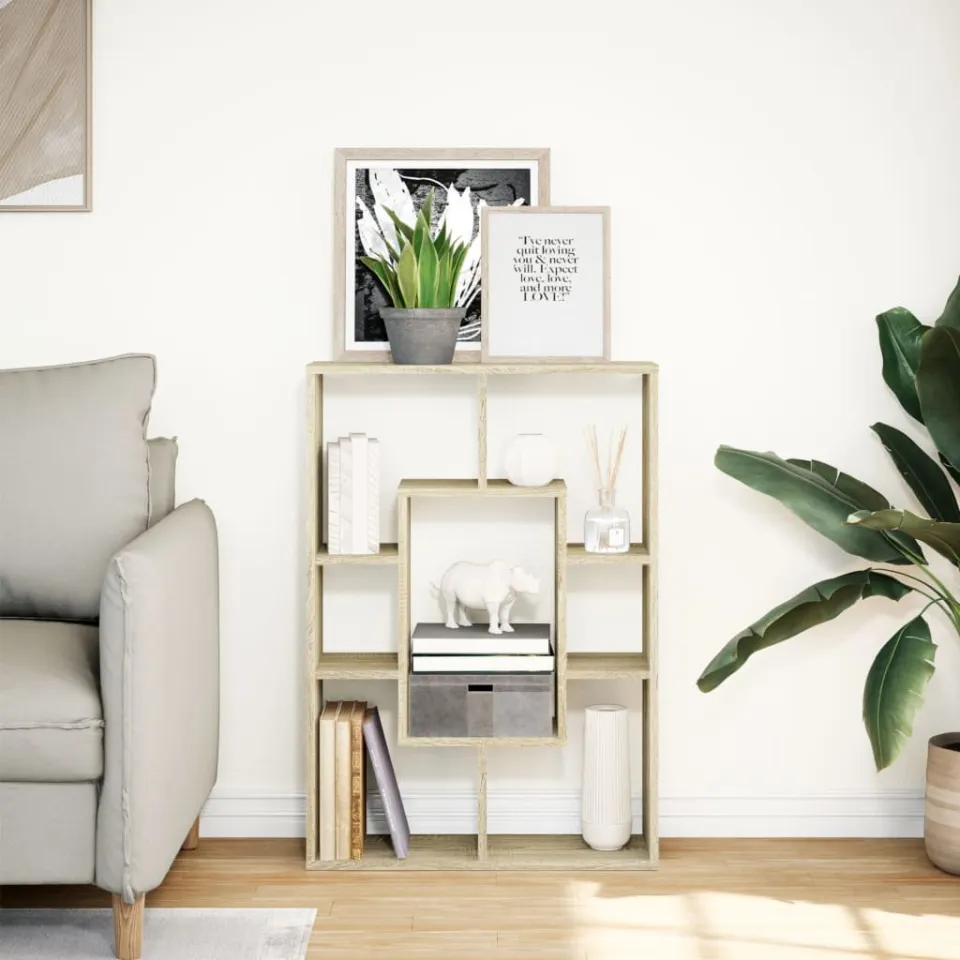 vidaXL Boekenkast 63x20x90 cm bewerkt hout sonoma eikenkleurig, foto 2