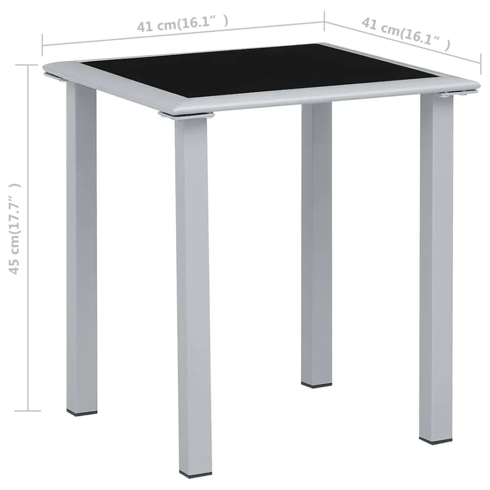 vidaXL Tuintafel 41x41x45 cm staal en glas zwart en zilverkleurig, foto 3