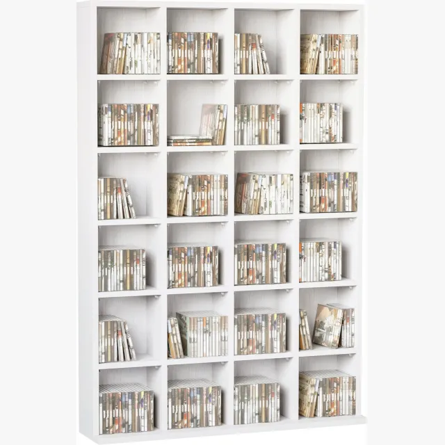 Lunpog Staande boekenkast met 24 vakken, opbergkast met meerdere vakken en displayrek, geschikt voor de woonkamer en slaapkamer, wit Blanc