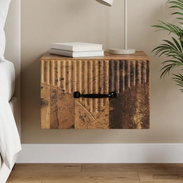 vidaXL Wandbeugel Bedkast Oud hout 34,5 x 33 x 20 cm Bewerkt hout bruin, foto 2