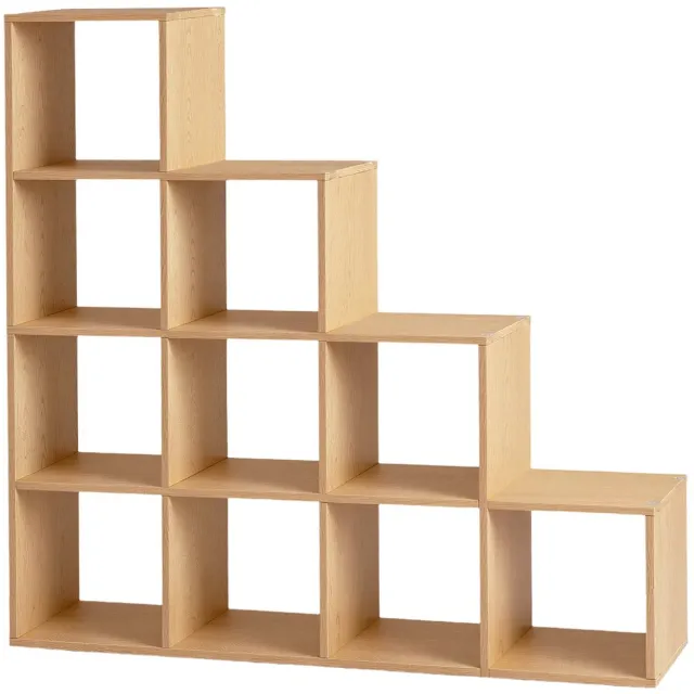 Songmics Boekenkast – 10 vakken – Trapmodel Beige