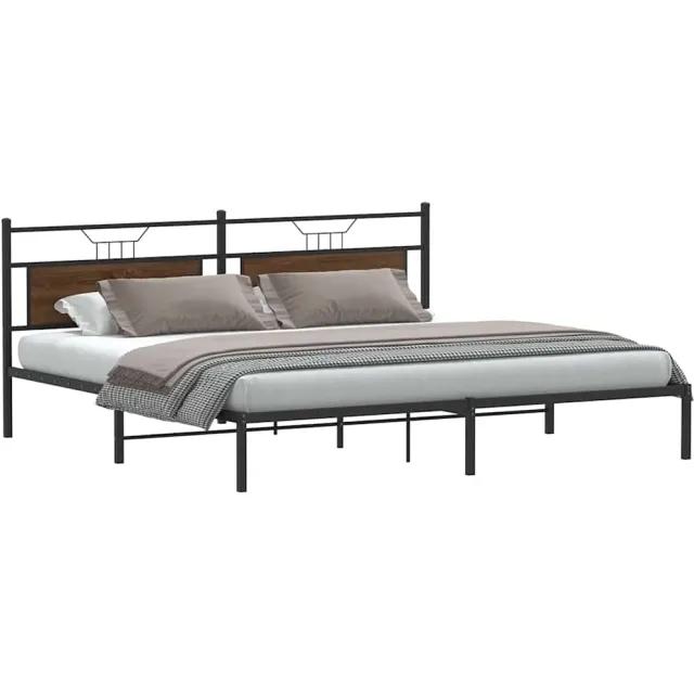 vidaXL Bedframe zonder matras 200x200 cm spaanplaat bruin eikenkleurig