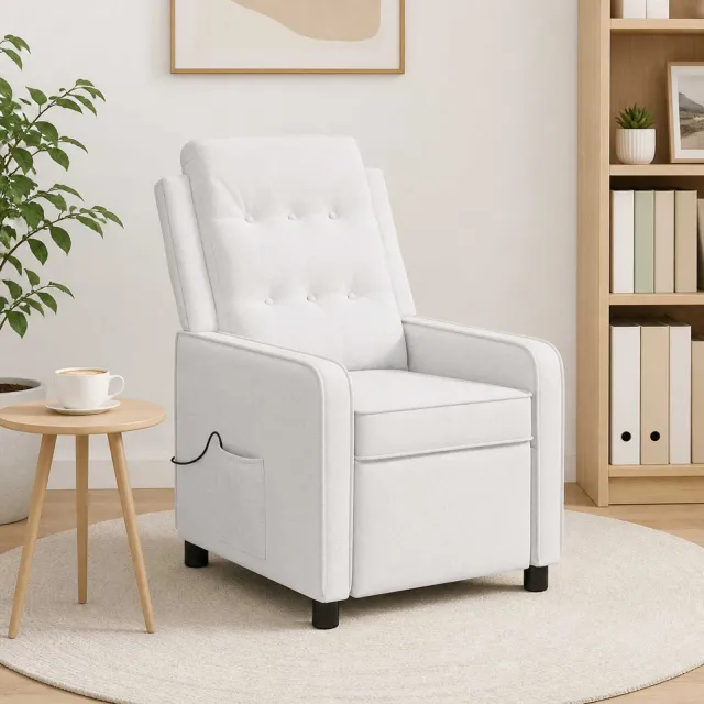 vidaXL Massage-relaxstoel Wit 65 x 93 x 102 cm Stof, foto 2