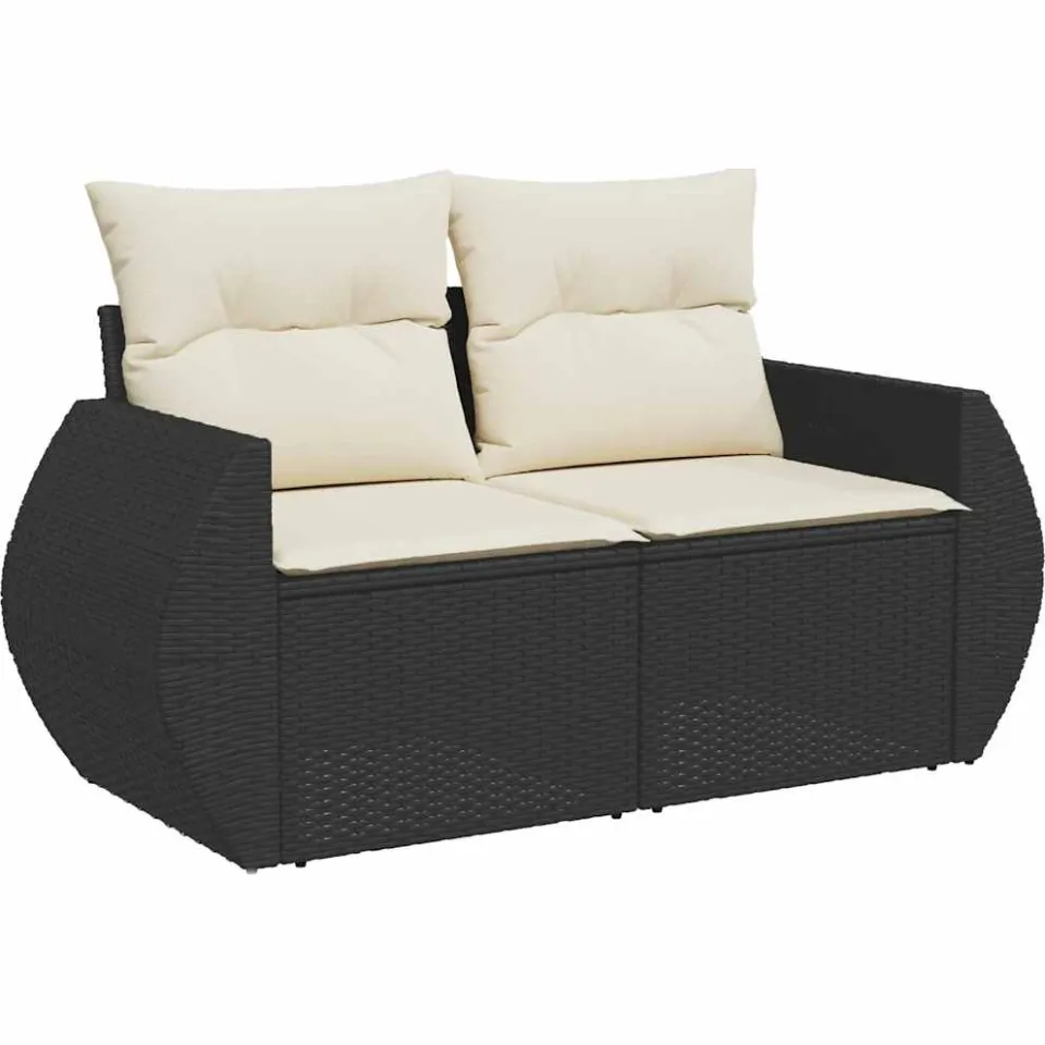 vidaXL 6-delige Loungeset met kussens poly rattan zwart, foto 4