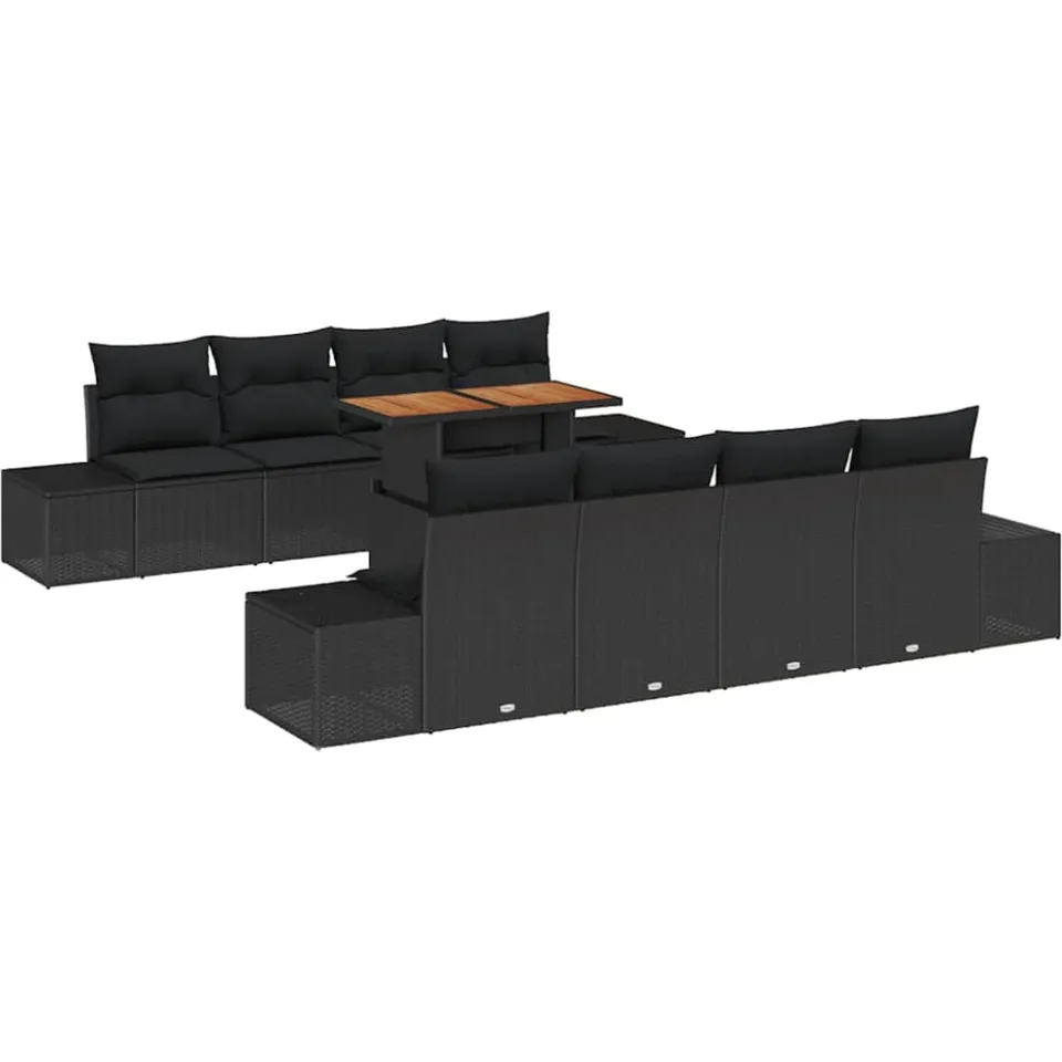 vidaXL Tuin Sofa Set 9 st Zwart Poly riet
