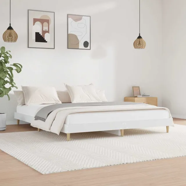 vidaXL Bedframe LED massief hout wit 120x200 cm