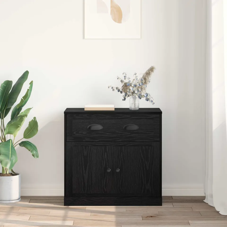 vidaXL Highboard Zwart Eiken 70 x 35,5 x 67,5 cm Bewerkt hout, foto 3