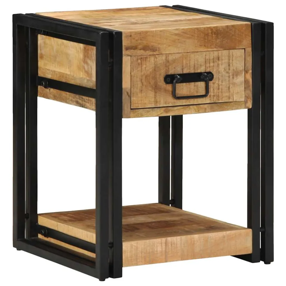 vidaXL Nachtkastjes 2 stuks 40x40x50 cm Massief ruw hout Mango bruin, foto 2