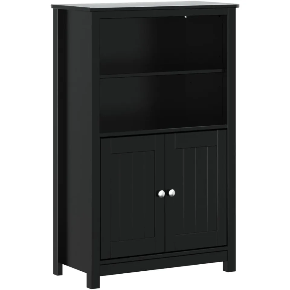 vidaXL Badkamerkast BERG 69,5x34x110 cm massief grenenhout zwart, foto 3