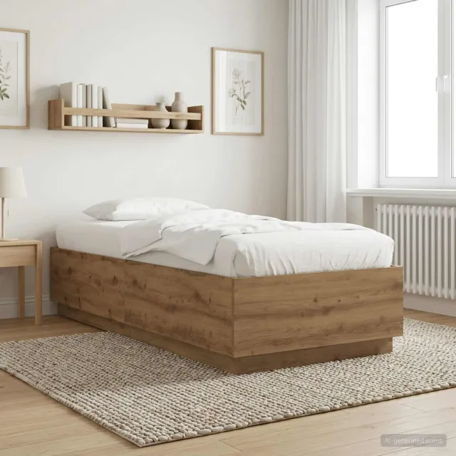 vidaXL Bedframe Artisanaal eiken 80 x 200 cm Bewerkt hout Bruin