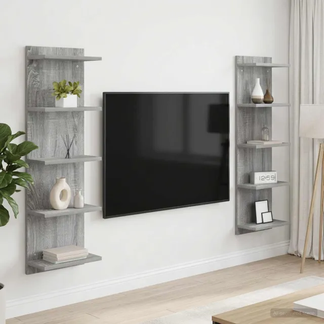 vidaXL Wandplank 2 st Grijs Sonoma 30 x 15 x 100 cm