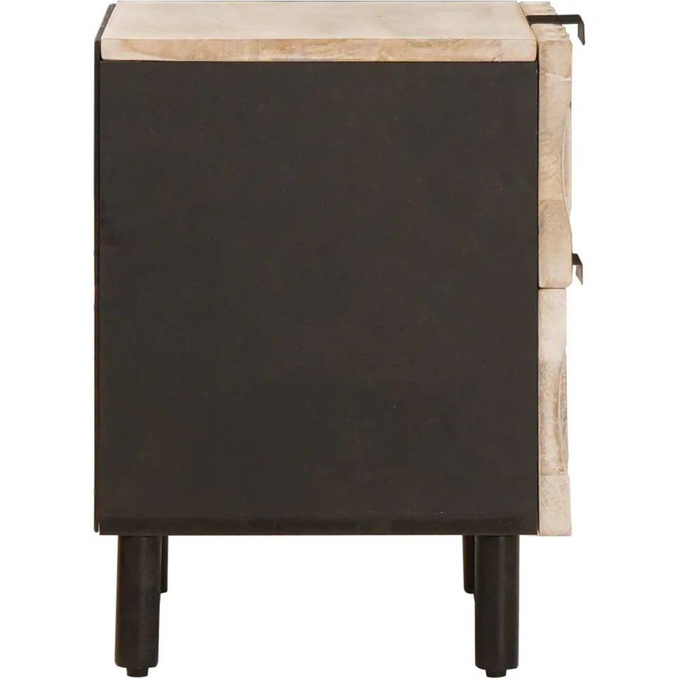 vidaXL Nachtkastje met lade Wit 40 x 33 x 46 cm Massief Mango Hout, foto 4