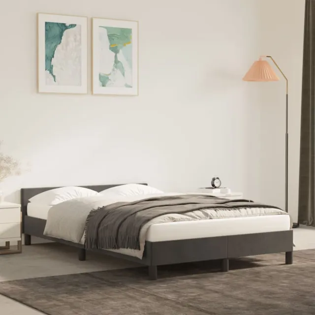 vidaXL Bedframe zonder matras 120x190 cm fluweel donkergrijs grijs