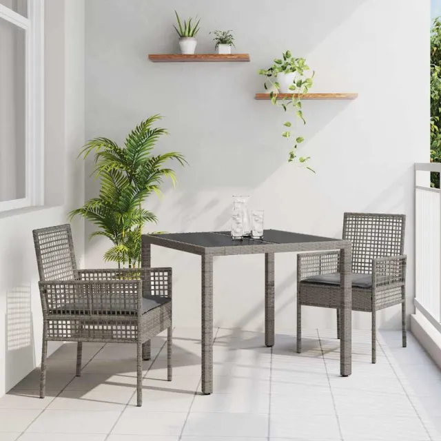 vidaXL Tuin eettafelset 3 st Grijs poly rattan