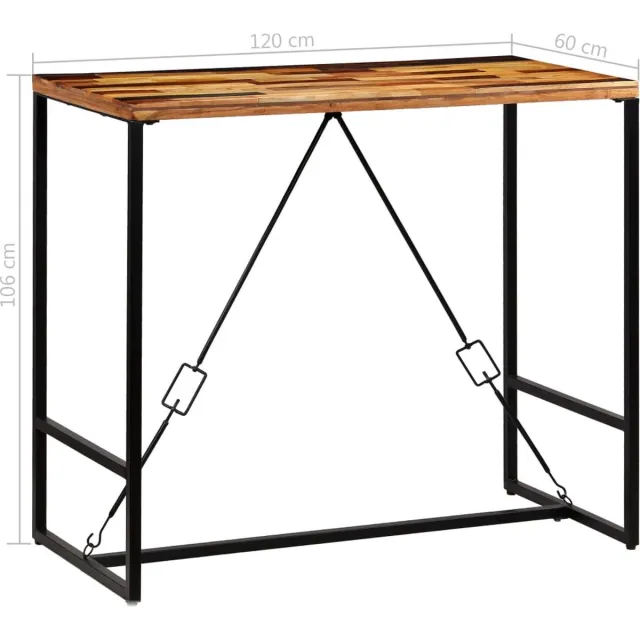 vidaXL Bartafel - 120x60x106 - cm - massief - gerecycled - hout Bruin