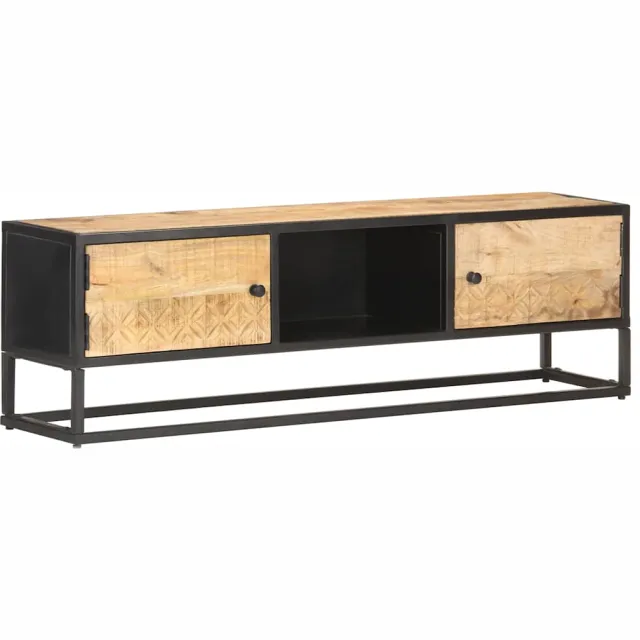 vidaXL Tv-meubel met bewerkte deur 130x30x40 cm ruw mangohout Bruin