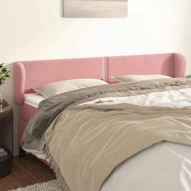 vidaXL Hoofdbord met randen 183x23x78/88 cm fluweel roze