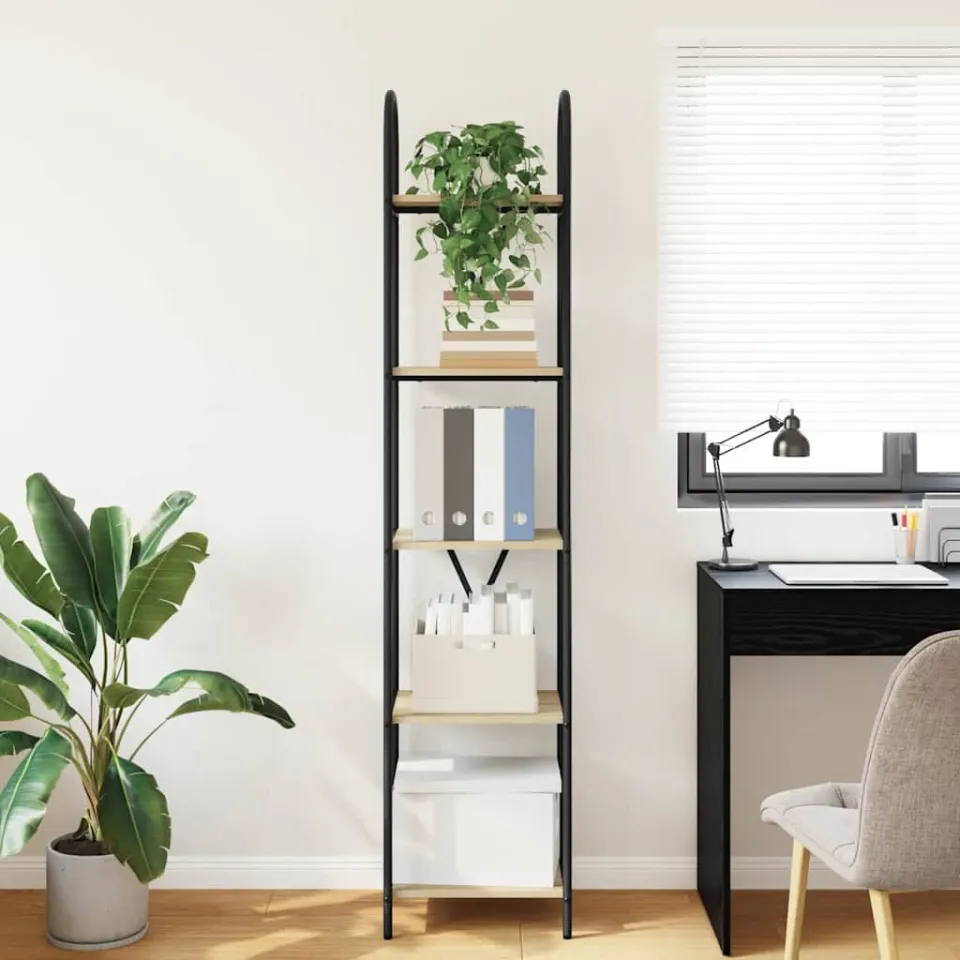 vidaXL Boekenkast 5-laags 40 x 30 x 183 cm Bewerkt hout Sonoma Eiken, foto 4