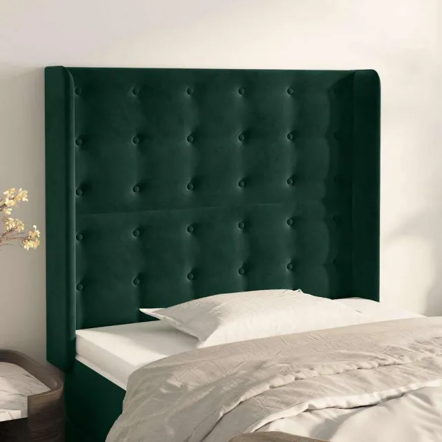 vidaXL Hoofdbord met randen 103x16x118/128 cm fluweel donkergroen groen