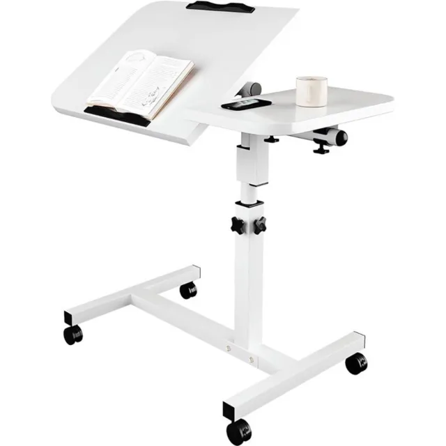 Thuys Bedtafel – Met Wielen – Bedtafel – Laptopstandaard – Met Wieltjes – 90 Graden Opvouwbaar – Wit