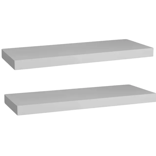5five Zwevende wandplank Bassline - 2x - wit - 60 cm - hout/MDF - boekenplank - muurplank - opbergplank - hangplank
