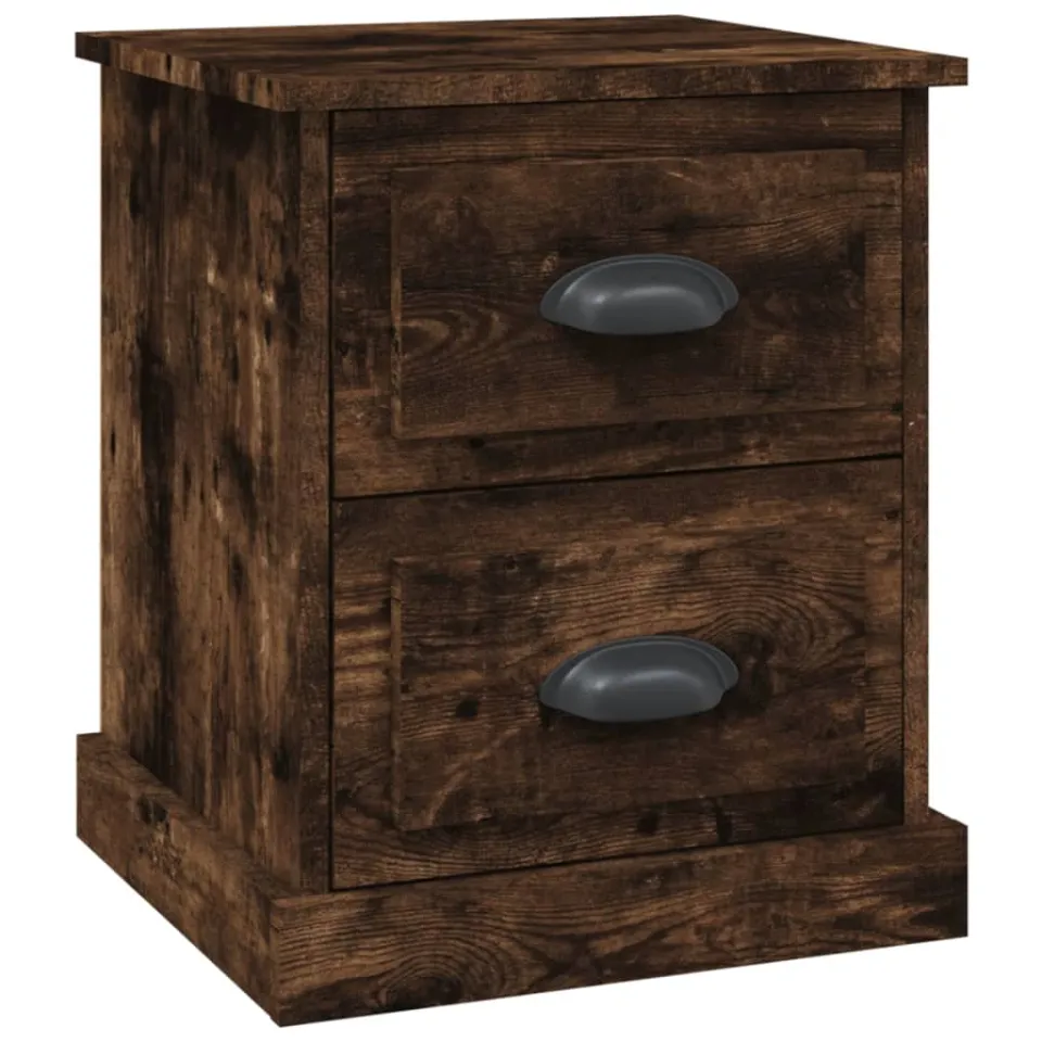 vidaXL Nachtkastje 39x39x47,5 cm bewerkt hout gerookt eiken Bruin