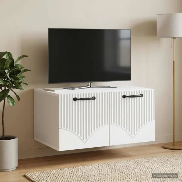 vidaXL Wandbeugel TV-kast Wit 59,5 x 41 x 30 cm Bewerkt hout