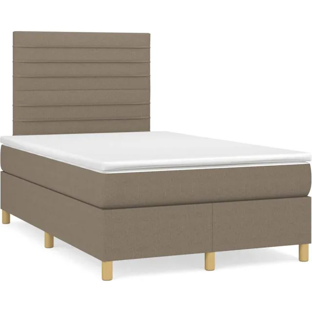 vidaXL Boxspring met matras stof taupe 120x190 cm