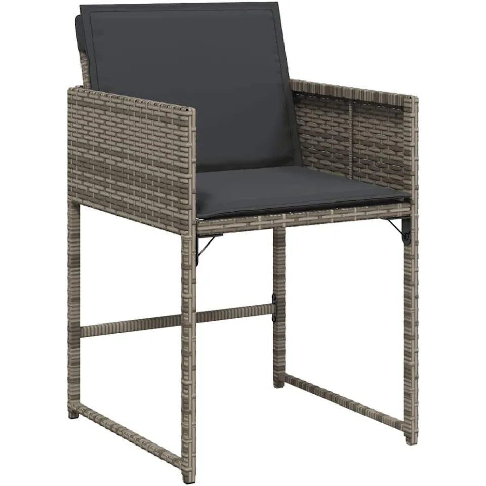 vidaXL 17-delige Tuinset met kussens poly rattan grijs