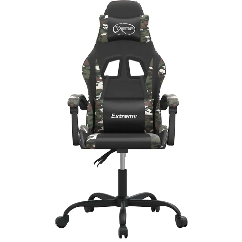 vidaXL Gamestoel draaibaar kunstleer zwart en camouflage Groen
