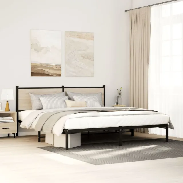 vidaXL Bedframe zonder matras metaal sonoma eikenkleurig 183x213 cm