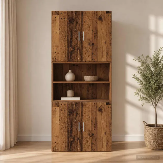 vidaXL Wandkast Oud hout 80 x 42,5 x 64 cm Bewerkt hout bruin, foto 2