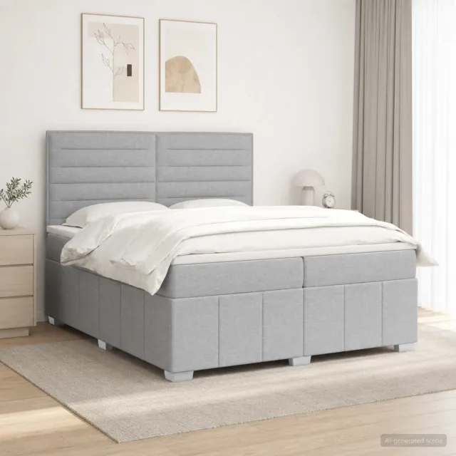 vidaXL Boxspringbed met matras Lichtgrijs 200 x 200 cm Stof