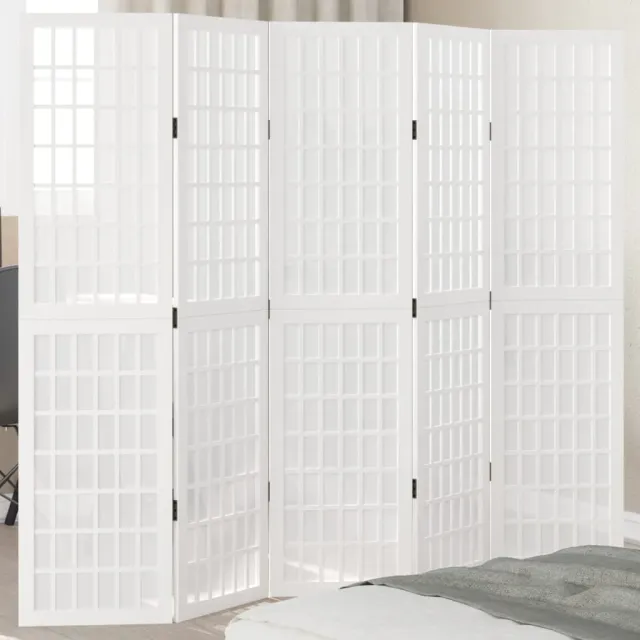 vidaXL Kamerscherm met 5 panelen massief paulowniahout wit, foto 2