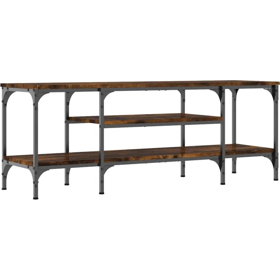 vidaXL Tv-meubel 121x35x45 cm bewerkt hout en ijzer gerookt eikenkleur, foto 3