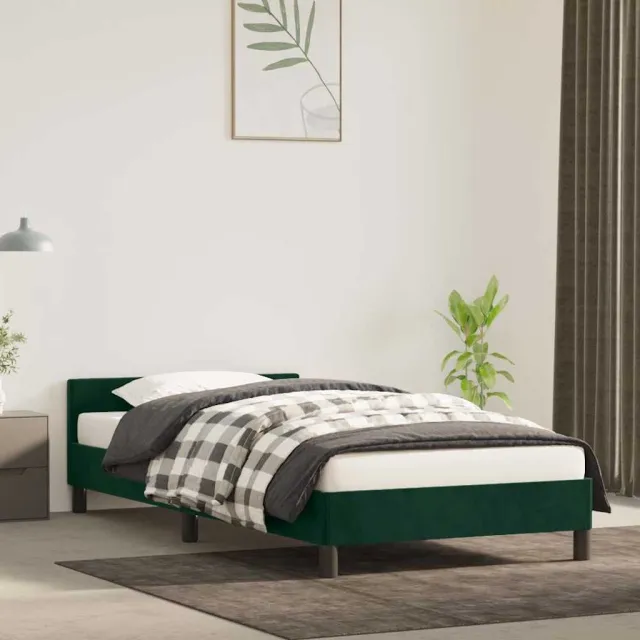 vidaXL Bedframe zonder matras 90x200 cm fluweel donkergroen